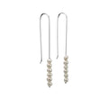 Sterling Silver Long Drop Freshwater Pearl Bead Threader Earrings