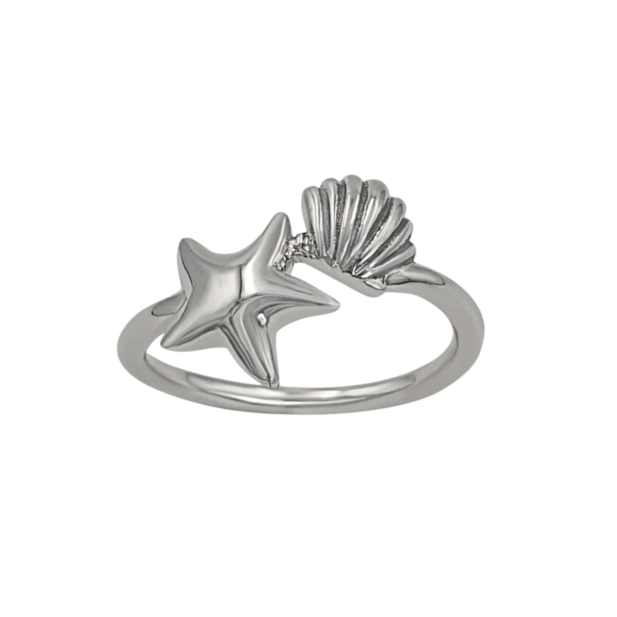 Sterling Silver Starfish and Snail Stacking Ring