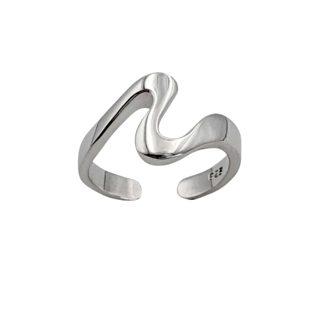 Sterling Silver Wave Midi Toe Ring 