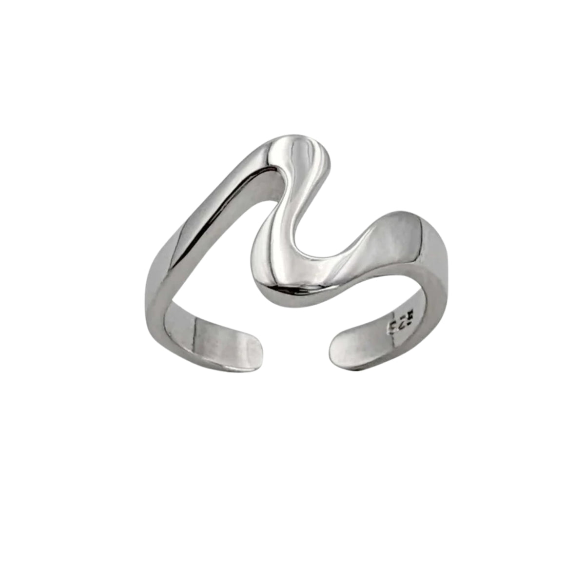 Sterling Silver Wave Midi Toe Ring 